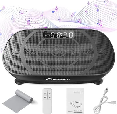 NaevaMi Trilplaat - Model: Slim - Vibration Plate - Voor Vetverbranding en Gewichtsverlies - 10 Snelheden Handmatige Modus - Stil ≤65dB met LED Display, Afstandsbediening en Yoga Weerstandsband - 51,6×28,7×11,9cm - Zwart