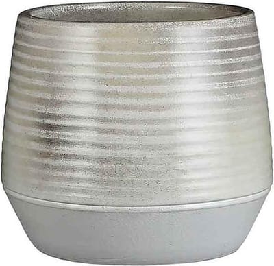 Mica Decorations naomi ronde bloempot gebroken wit maat in cm: 21 x 23 - OFF WHITE