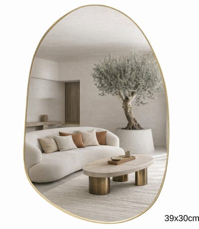 MISOU Spiegel - Organische Vorm - Goud - 30x39cm - Wandspiegel - Wanddecoratie - Miroir Mural - NOVA