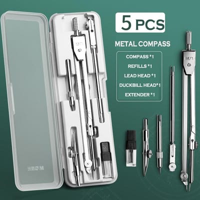 Hoge Precisie Professionele Metalen Passer Tekenverzameling met Potloodvullingen Lood School Passer Tekenverzameling Hoge Kwaliteit