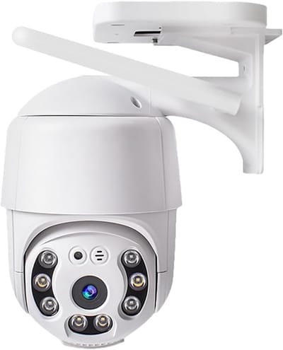 Veiligheidscamera - Bewakingscamera Buiten - Woning Beveiligen - 360 Graden Nachtzicht - 19.5 cm - Wit