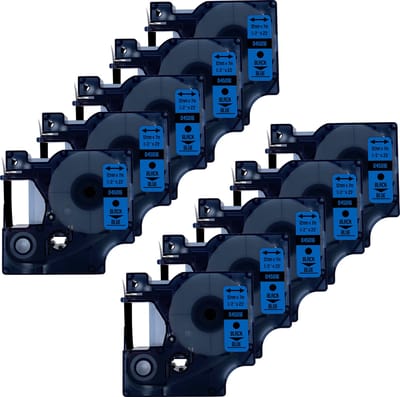 DULA Dymo D1 45016 - S0720450 - Compatible label tape - 10 lettertapes - Zwart op blauw - 12mm x 7m