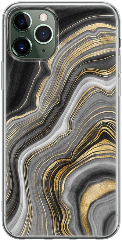 Leuke Telefoonhoesjes - Hoesje geschikt voor iPhone 11 Pro - Marble agate - Soft case - TPU - Print / Illustratie - Goud