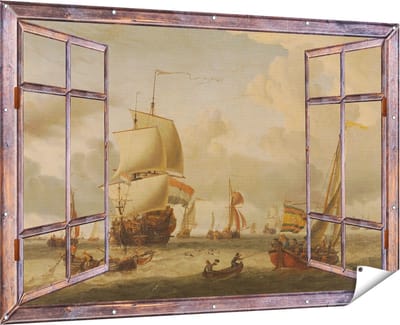 Gards Tuinposter Doorkijk De Rede van Enkhuizen - Abraham Storck - 180x120 cm - Tuindoek - Tuindecoratie - Wanddecoratie buiten - Tuinschilderij