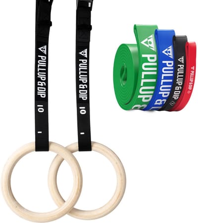 PULLUP & DIP Pro - Gymringen & Weerstandsbanden Set - Berkenhouten Ringen - Inclusief Deurankers - 70+ Oefeningen eBook