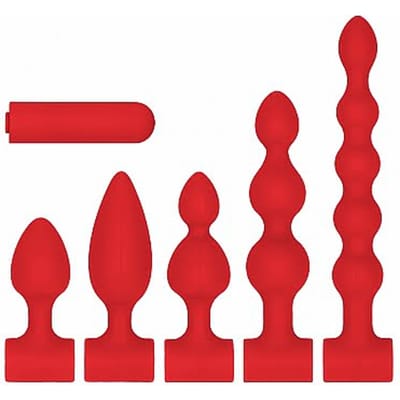 Ouch!  Silicone USB-Oplaadbare Anaal Set - Rood