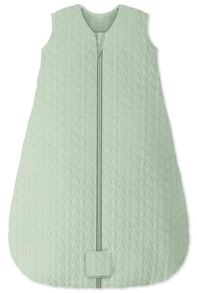 Slaapzak voor baby's, winter, 2,5 TOG, 0-6 maanden, katoen, warm en zacht, 67 cm, voor jongens en meisjes, groen