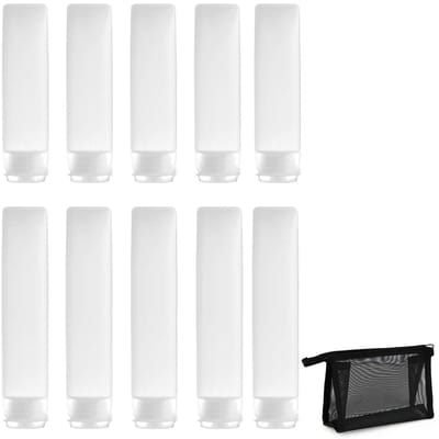Dailygoods- Reisflessen Set van 10 stuks - 30 ml/50 ml - Transparant - Lekvrije Tubes - Opbergtas - Lichtgewicht en Duurzaam - Cosmeticaflesjes