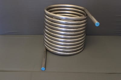 Brofuro RVS316L warmtewisselaar / spiraal voor zelfbouw zwembadverwarming gemaakt van 12 meter buis 22x1,2 mm