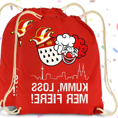 Carnavalstas Set - Rugzak met trekkoord - Feestelijke evenementen - Scheurvast 420D Oxford - Set van 2 - Rood met wit
