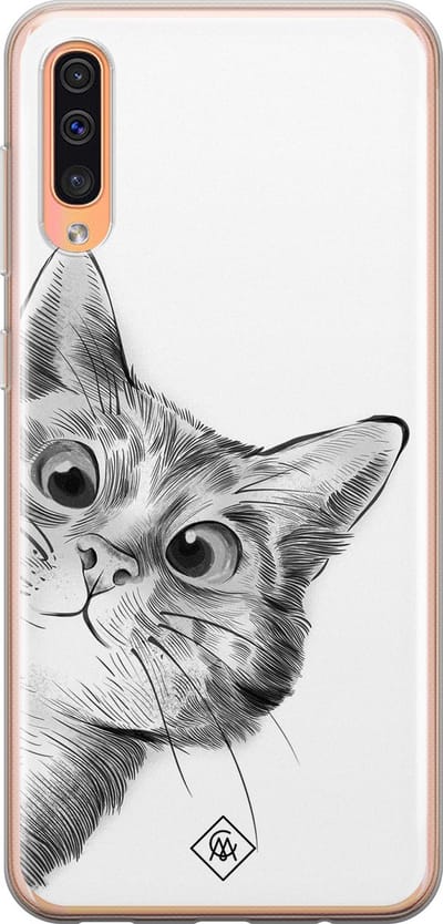 Casimoda® hoesje - Geschikt voor Samsung A50/A30s - Peekaboo - Backcover - Siliconen/TPU - Zwart