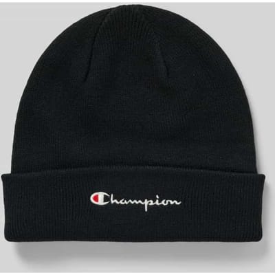 Beanie met brede omslag en logostitching