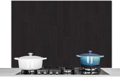 Spatscherm keuken 120x80 cm - Kookplaat achterwand Plank - Zwart - Patronen - Muurbeschermer - Spatwand fornuis - Hoogwaardig aluminium