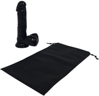 Sensationsdeluxe - Realistische Dildo met balzak - 18 cm - Dildo met zuignap - Zwart -Sex speeltje voor Mannen Anaal - en voor Vrouwen en man - Dildo Zakje