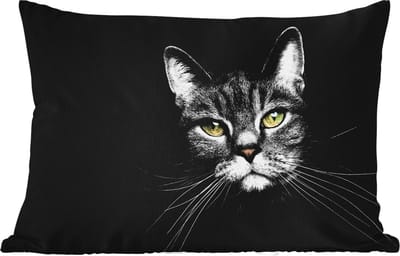 Buitenkussens - Tuin - Huisdieren - Kat - Dieren - Zwart - Wit - 50x30 cm