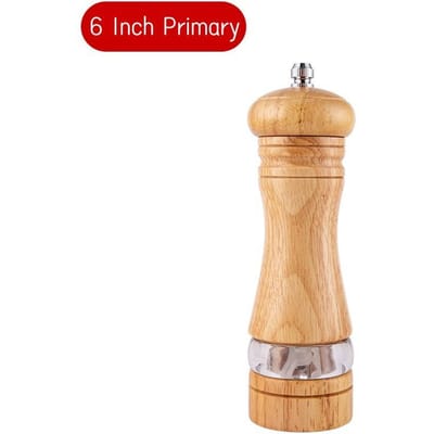 6 Inch Massief Hout Zout- en Pepermolensets Handmatige Pepermolen Versgemalen Kruidenmolen Keramische Kern Pepermolen beige