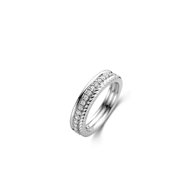 TI SENTO Dames Ring - 925 zilver - Zirconia wit - Maat 17.25 mm / maat 54 - 12282ZI