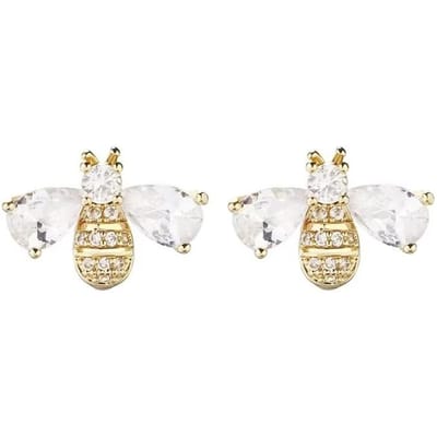 Huitan Glanzende Bij Ontwerp Oorbellen Vrouw Schattig Aantrekkelijk Dierlijke Accessoires Zoet Trendy Prachtige Feest Sieraden beige