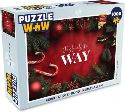 Puzzel Kerst - Quote - Rood - Kerstballen - Legpuzzel - Puzzel 1000 stukjes volwassenen - Kerst - Cadeau - Kerstcadeau voor mannen, vrouwen en kinderen