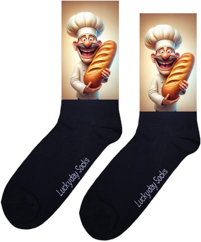 Luckyday Socks - Unisex sokken - Bakker - Brood - cadeau sokken - Maat 37-44