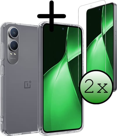 Hoesje Met 2x Screenprotector - Geschikt voor OnePlus Nord CE 4 Lite - Sterk & Shockproof - Back Cover - Siliconen Case - Telefoon Hoes - Transparant