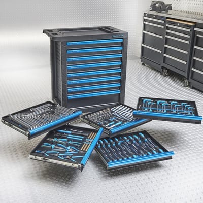 Datona® Gevulde gereedschapswagen 8 lades - 5 lades gevuld - 171-delige gereedschapsset - Zwart