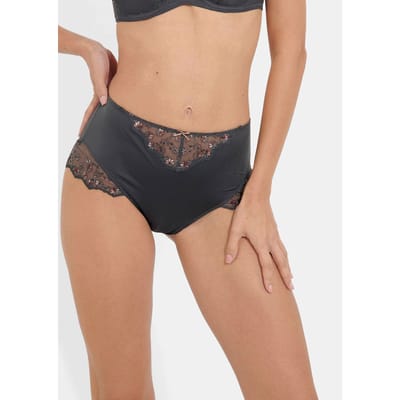 Tailleslip met gebloemd borduurkant - antraciet - Gr. 36 van Goldner Fashion