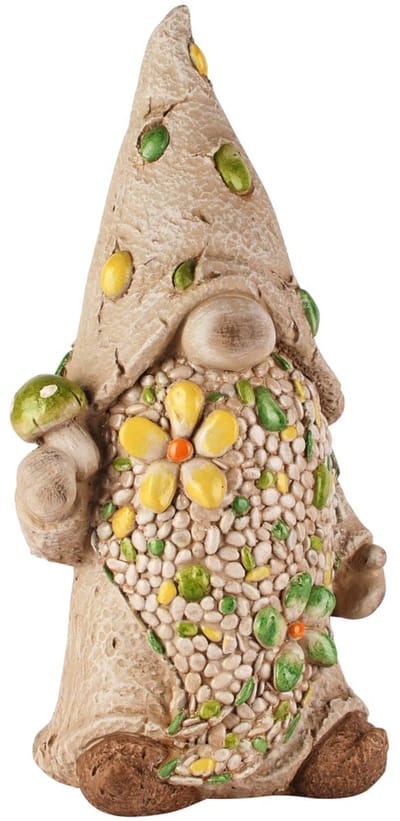 Dekoratief | Tuingnoom m/bloemen, groen/geel, magnesium, 24x17x47cm | A260544