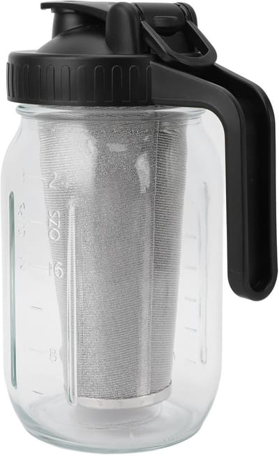Dailygoody - Cold Brew Koffiezetapparaat - Ijskoffie - Dikke Glazen Kan - 1000 ml - Roestvrijstalen Filter - Geschikt voor IJskoffie - Zwart