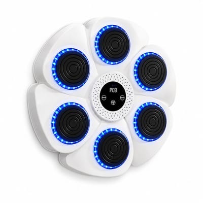 Interactieve Boksmuurmachine met Muziek – Draadloze Bokstrainer met 9 Trainingsmodi – Wandgemonteerde Boksmachine voor Thuis – Ruimtebesparend & Gezinsvriendelijk – Fitness Apparaat-Wit