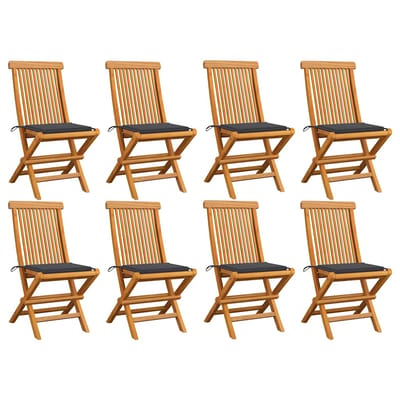 vidaXL - Inklapbare - stoelen - 8 - st - met - antracietkleurige - kussens