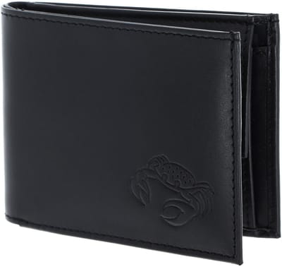 oxmox Leren portemonnee Leather RFID Protect Pocketbörse Crab 2.0 Embossed Black zwart