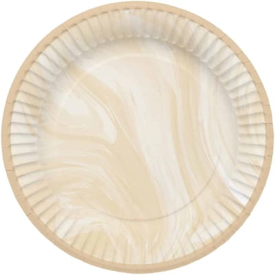Folat - Borden (papier) - Marmer Beige 23 cm - 8 stuks