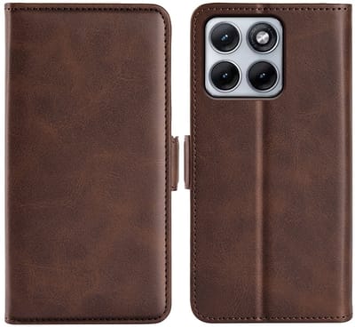 MobyDefend Hoesje - Geschikt voor Motorola Edge 70 Fusion - Luxe Wallet Book Case (Sluiting Zijkant) - Bruin