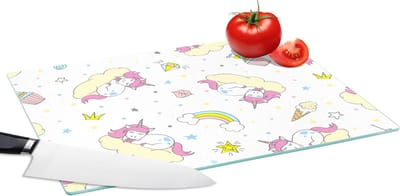 Glazen Snijplank - 39x28 - Eenhoorn - Patronen - Regenboog - Snijplanken Glas