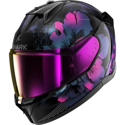 SHARK D-SKWAL 3 MAYFER Black Violet Glitter - Maat XS - Integraal helm - Scooter helm - Motorhelm - Zwart - Scooterhelmen mannen en vrouwen.