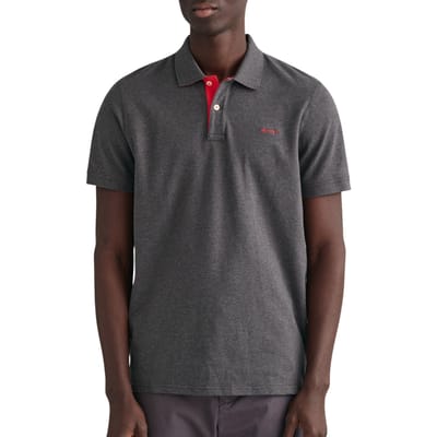 Gant Polo Contrast Piqué Short Sleeve Subtle Stretch Antraciet Melange / male