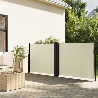 vidaXL - Windscherm - uittrekbaar - 100x600 - cm - crème