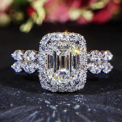 Huitan Ringen voor Vrouwen Schitterende Zirkonia Bruiloft Verloving Vrouwelijke Accessoires Chique Verlovingsring Cadeau Trendy Sieraden 6 gray