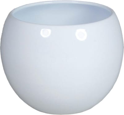 Floran Bloempot/plantenpot - keramiek - glanzend wit - Diameter 11 cm en Hoogte 11 cm