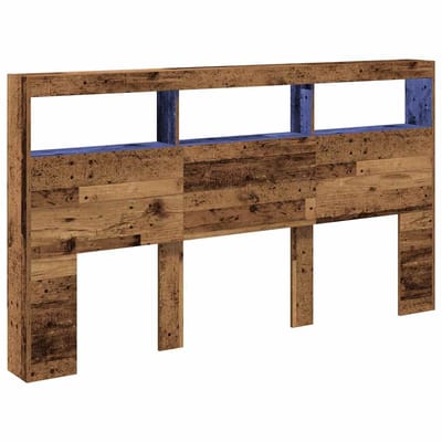 vidaXL - Hoofdbordkast - met - LED - 180x17x102 - cm - oud - hout