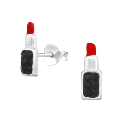Aramat Jewels | Oorbellen | Zilveren Lippenstift Oorbellen | Roze | |4mm | Zilver | Kinderen, Volwassenen | Verkleurd niet
