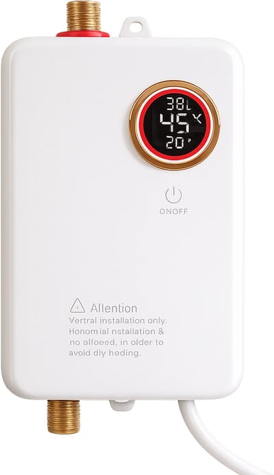 Sello! warmwaterboiler – doorstroomboiler – instelbaar 20 °C tot 50 °C. – elektrisch - compact format 19.5 x 12 x 7cm – wit