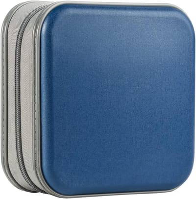Zylo® CD Koffer - DVD Hard Kunststof Hoesje Houder - CD Organiser Portemonnee - Donkerblauw - 15cm x 15cm x 5cm
