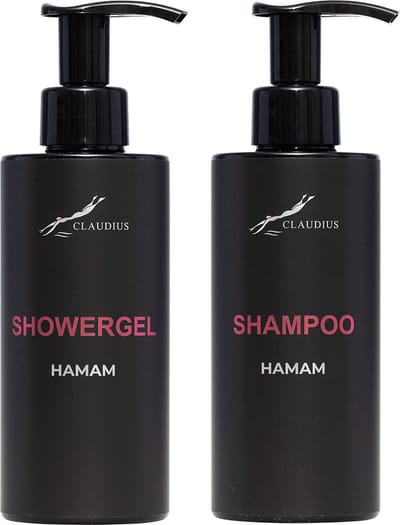 Douchepakket Hamam - Showergel + Shampoo - 300 ml per fles - bodycare - luxe fles - set van 2 stuks - Cadeau