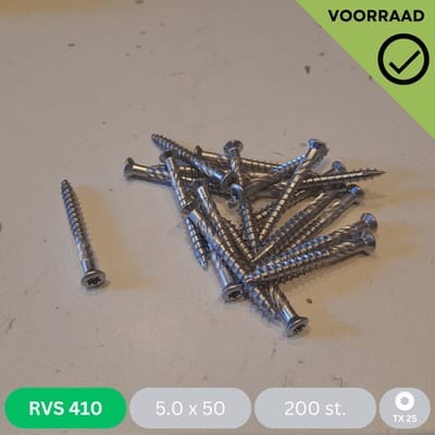 Vlonderschroeven RVS 410 - 5.0x50 mm - Torx 25 met snijpunt - Doos 200 stuks