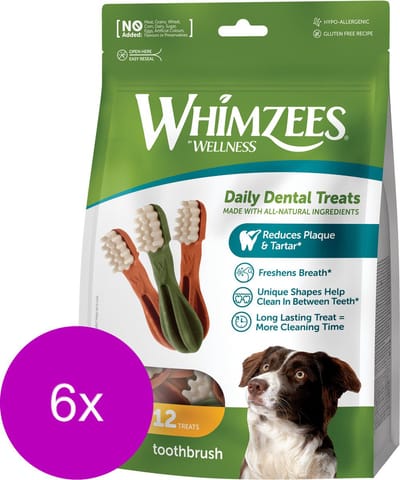Whimzees Tandenborstel Stazak - Hondensnacks - 6 x Dental 12x11.4 cm 12 stuks Medium