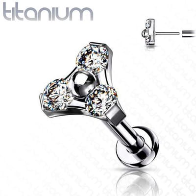 Piercing titanium CZ cluster push in 1.2x8 - zilver wit - LMPiercings