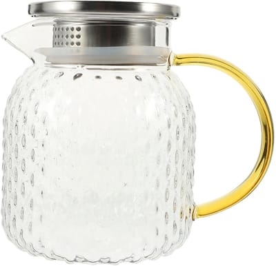 QTTVBTNA – Schenkkan - Karaf - met Deksel - Inclusief filter - Waterfilter - Grote Waterkan Pitcher voor Thee Sap en Water - voor Feest en Dagelijks Gebruik - Geschikt voor Koude Dranken - Stevig Duurzaam en Herbruikbaar - 1 Liter - Transparant