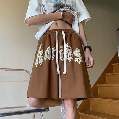 High Street Shorts Heren Zomer Trend Merk Amerikaanse Basketbal Sport Vijfpunts Medium Broek Recht Losse Casual Halve Broek M gray